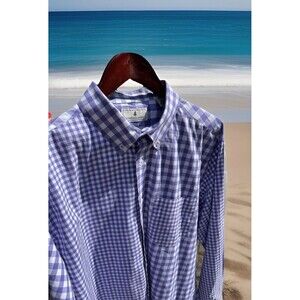 Southern Pines Button Down Shirt 2 Different Plaids Purple White L/S Men’s XL